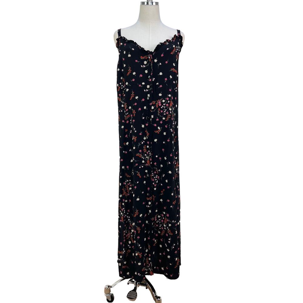 Vintage Elisabeth by Liz Claiborne Petites Floral Printed Maxi Dress Black